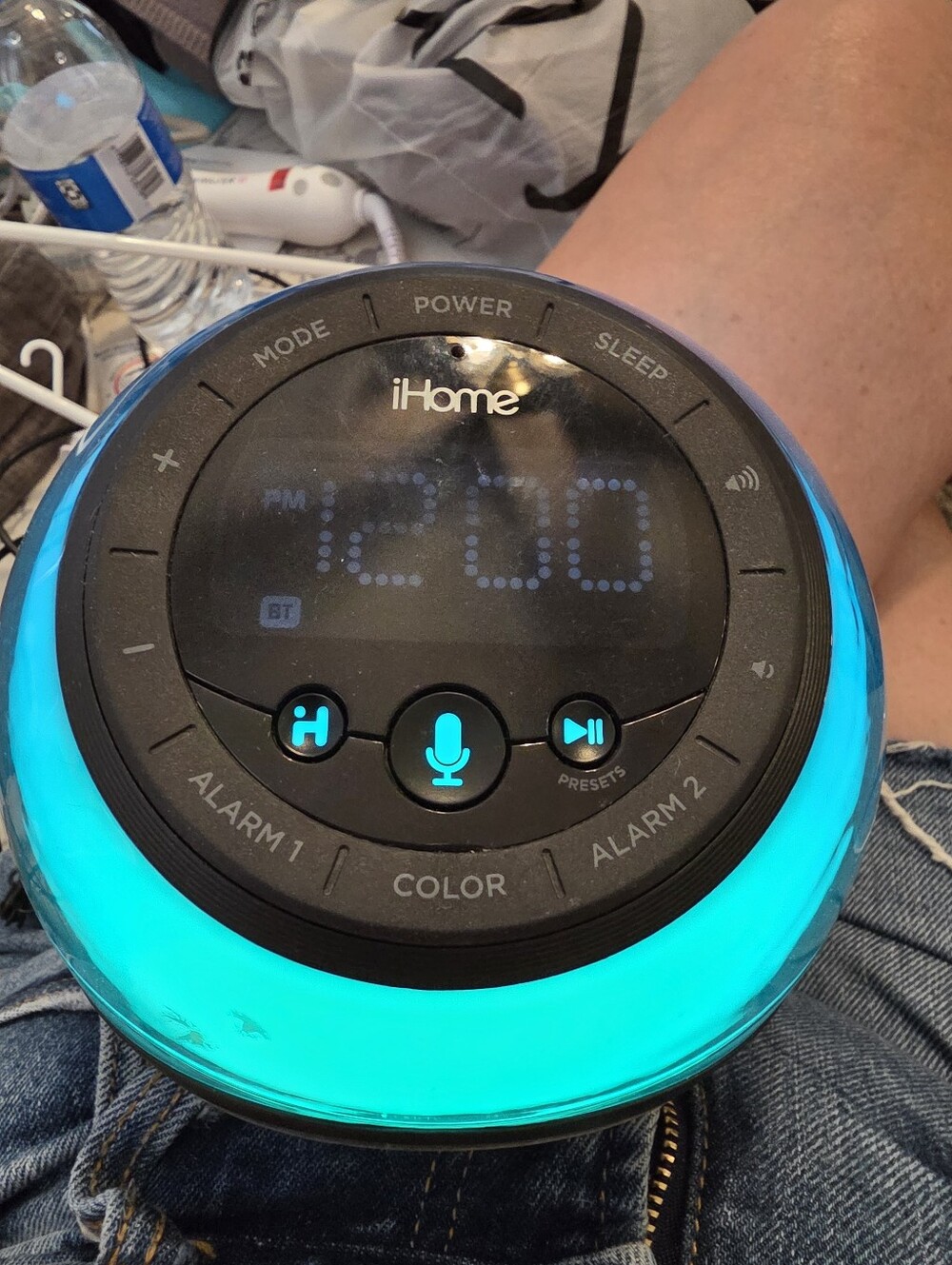 iHome Digital Alarm Clock with Teal Color Glow